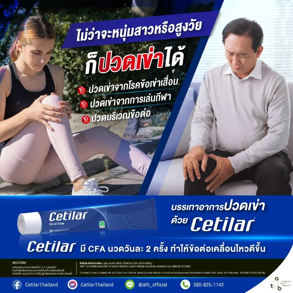 เซทิลาร์ ครีมทานวดกล้ามเนื้อ ลดอาการปวดเข่า นำเข้าจากประเทศอิตาลี